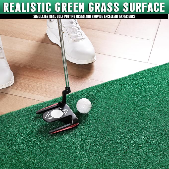 CHAMPKEY Golf Putting Green Indoor - Advanced Guides Golf Putting Mat - Enhance Putting Accuracy and Challenge