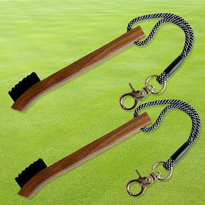Golf Brush (2 Pack) - Cord and Clip Attachment for Bags and Carts, Club Cleaner Ideal for Woods and Irons - Golf Accesories for Men and Women