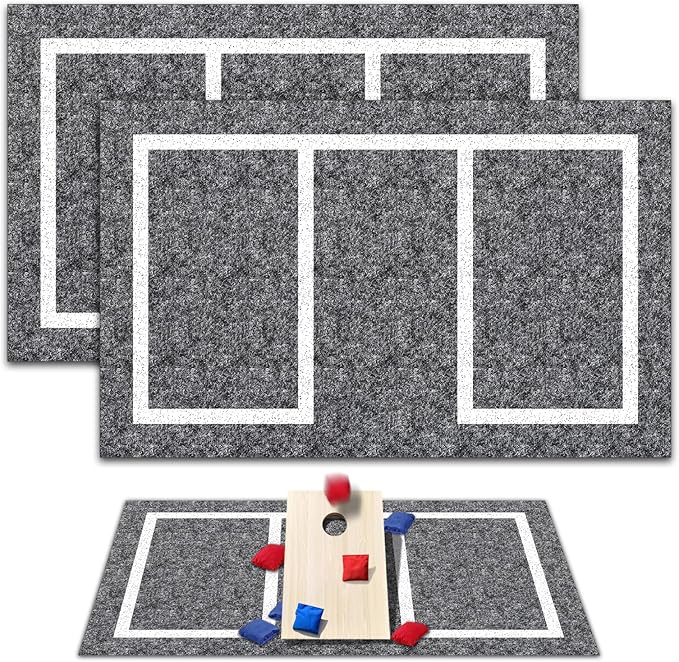 2 pcs 5 x 8 FT Cornhole Mat Durable Cornhole Pitch Pads with Waterproof Backing Felt Surface for Board Stability & Toss Bag Protection Outdoor Playing Surface for Backyard Tailgating & Lawn Games