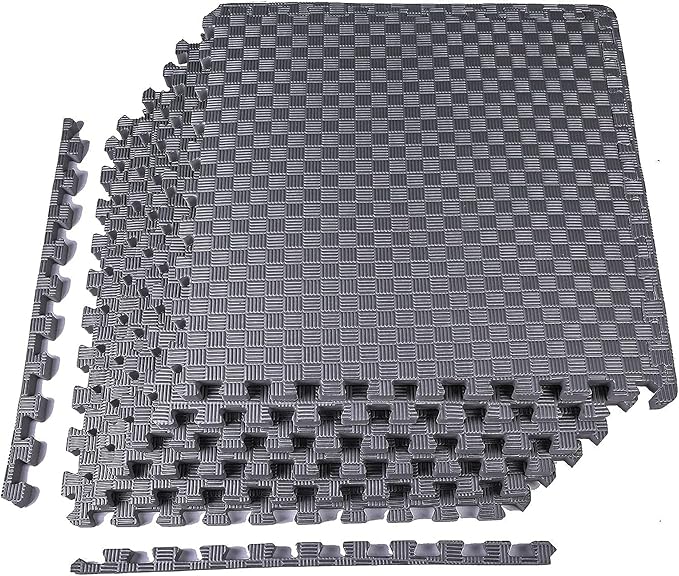 BalanceFrom Puzzle Exercise Mat 1" Thick, EVA Interlocking Foam Floor Tiles for Home Gym, Mat for Home Workout Equipment, Floor Padding for Kids, Gray, 24 in x 24 in x 1 in, 24 Sq Ft - 6 Tiles