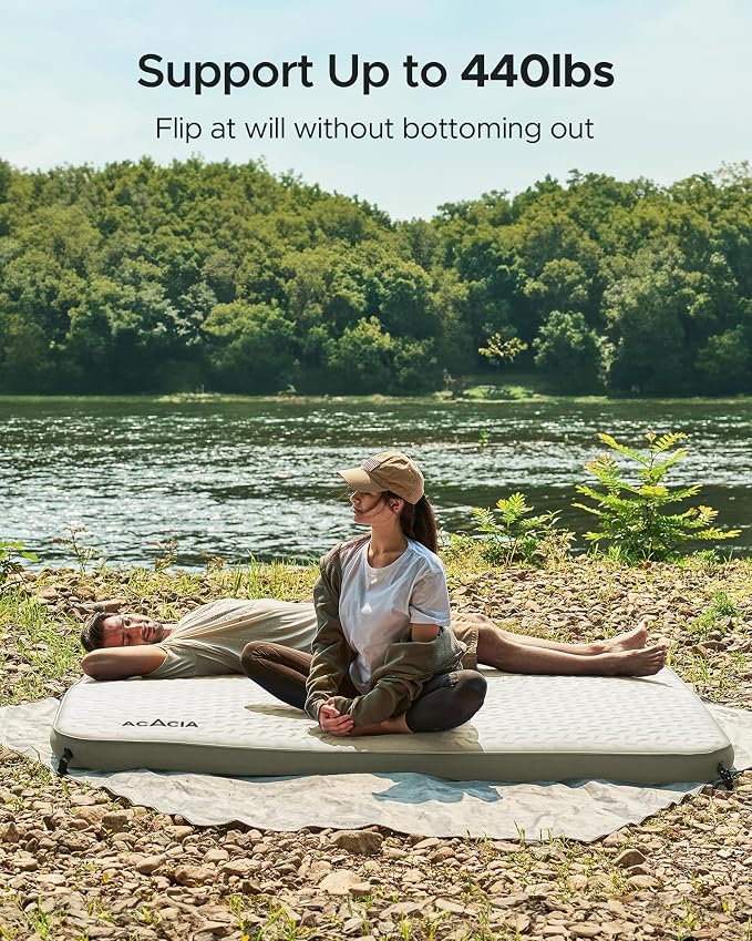 Acacia 4" Thick Self Inflating Sleeping Pad with Foam, Innovative Y-Shaped Telescopic Structure, Ultraportable Camping Air Mattress with Pump Sack, Easy Roll Up Sleep Bed for Travel Tent Car