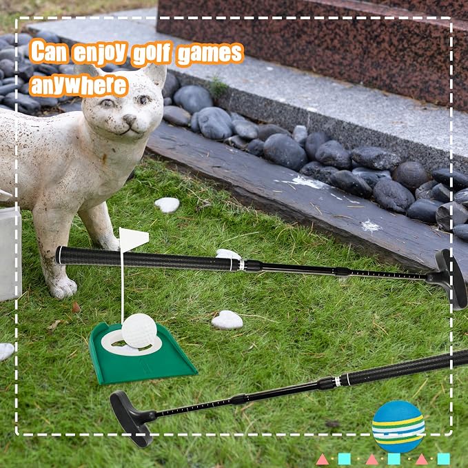 3 Pack Adjustable Golf Putter Set Mini Golf Club Putter Right or Left Handed Two-Way with 6 Golf Training Balls 6 Practice Foam Balls 3 Flag Cup for Kids Teenagers Men Women