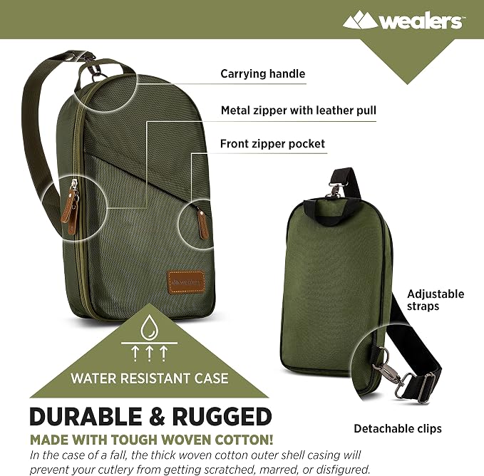 Wealers Camp Kitchen Cooking Utensil Set Travel Organizer Grill Accessories Portable Compact Gear for Backpacking BBQ Camping Hiking Travel Cookware Kit Water Resistant Case