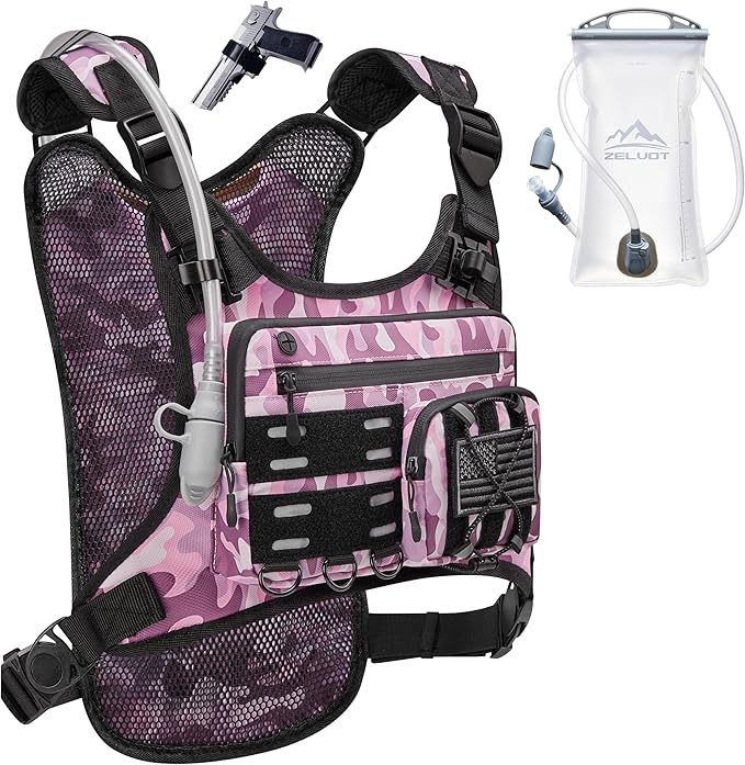 Zelvot Running Vest with 2L Water Bladder, Hydration Backpack, U.S. Design Patent, Lightweight Hydration Pack with Gear Holder, Reflective Chest Pack for Men Women for Marathon
