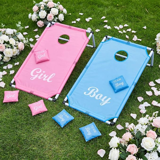 Lunmon Portable Cornhole Games Set, PVC Framed Corn Holes Kit-2 Cornhole Boards, 8 Corn Hole Bean Bags and Carrying Case for Game Beach Yard Indoor Outdoor Camping Party