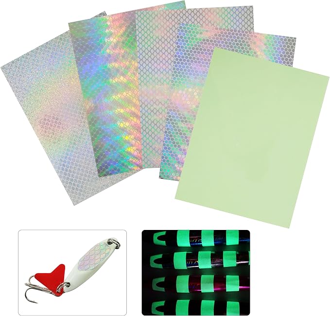 Fishing Lure Tape Stickers,15/30pcs Reflective Fish Scales Lures Bait Sticker Holographic Adhesive Film Flash Lure Tape for DIY Fishing Lures Making Accessories Crafts Tool