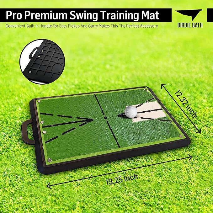 Birdie Golf: Birdie Mat Pro - Swing Training Aid, Sequin Tech Surface, Analyze Swing Path & Ball Impact, Portable in- Outdoor, 19.25" Sports Accessory