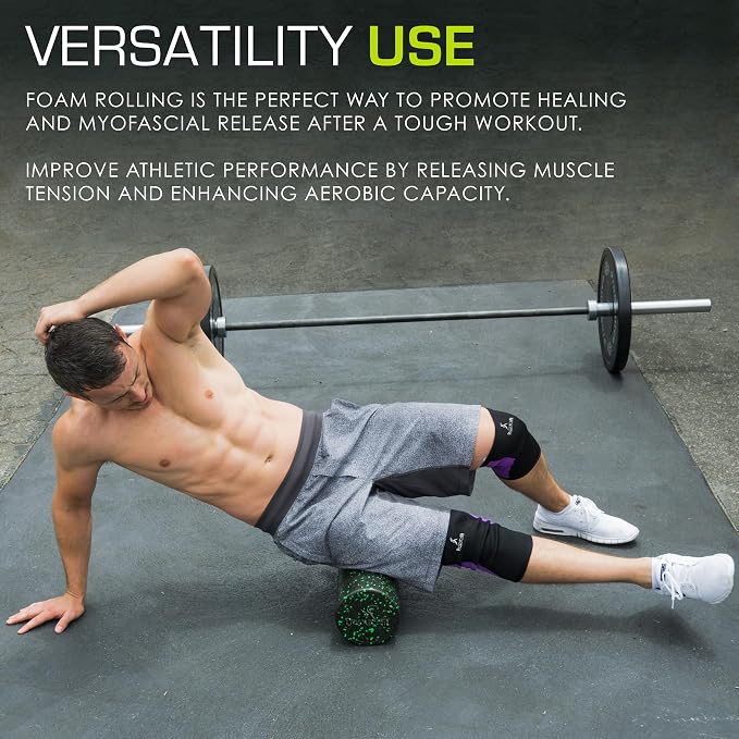 ProsourceFit High Density Foam Rollers 36 - inches long, Firm Full Body Athletic Massage Tool for Back Stretching, Yoga, Pilates, Post Workout Muscle Recuperation, Black/Green