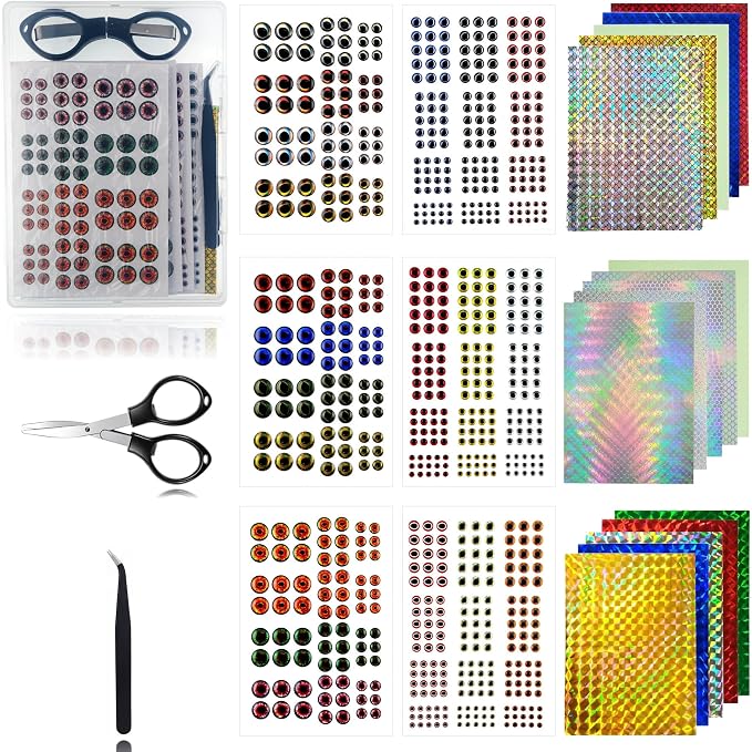 780pcs Fish Eyes & Fishing Blank Lure Stickers Kit for Unpainted Minnow Jerkbait Bodies Making Supplies DIY Craft Your Own Fishing Lure