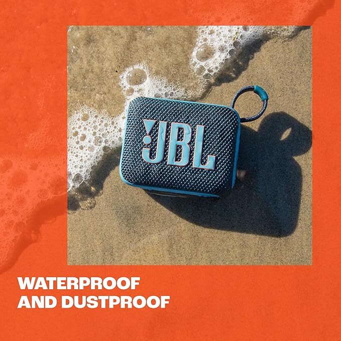 JBL Go 4 - Ultra-Portable, Waterproof and Dustproof Bluetooth Speaker, Big JBL Pro Sound with Punchy bass, 7-Hour Built-in Battery, Made in Part with Recycled Materials (Black & Orange)