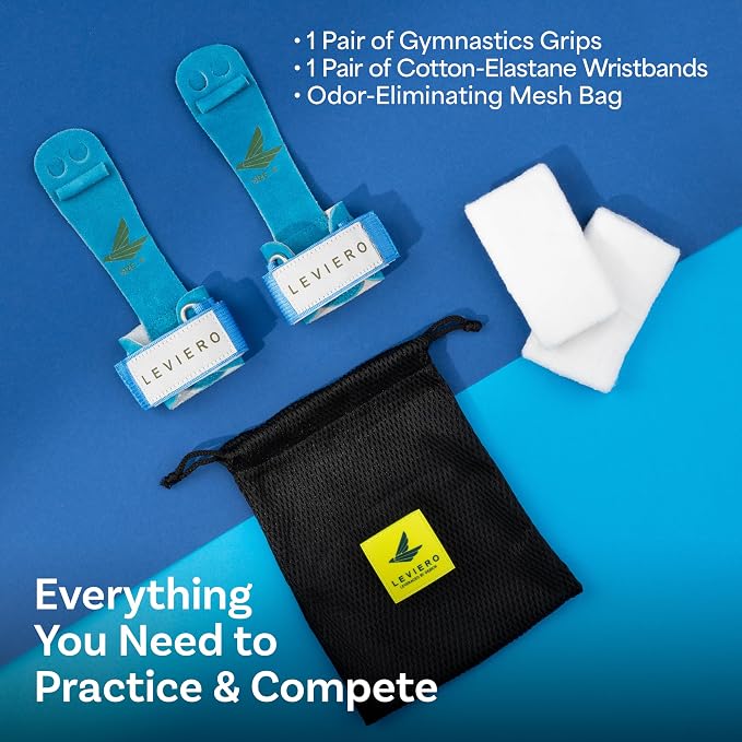 Gymnastics Grips Set Narrow Nippers, Grips for Gymnastics Girls, Dowel Grips with Soft Leather, Hook and Loop Wrist Straps, and Adjustable Finger Holes, for All Ages