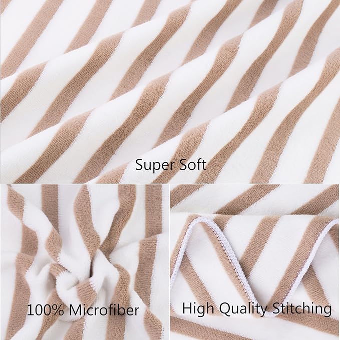 JML Beach Towels Set of 2, 30" x 60", Large Microfiber Bath Towel Cabana Stripe, Quick Drying Absorbent for Sauna, Shower, Gym, Summer Party, Sport, Swimming, Pool, Yoga, Camping, Coffee