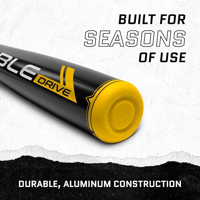 SKLZ Double Drive Weighted Training Bat for Baseball & Softball | 28" Length, 30 oz. Weight | Weights Above and Below Grip for Bat Speed and Power | Durable Aluminum Build | Durasoft Grip