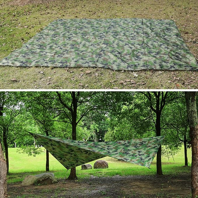 Azarxis Hammock Camping Tarp Rain Fly, Waterproof Tent Shelter Awning Sunshade Cloth Picnic Mat for Outdoor Hiking Beach Backpacking - Included Guy Lines & Stakes