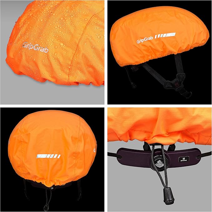 GripGrab Bicycle Helmet Cover Waterproof High Visibility Reflective Cycling Rain Cover Rainproof Windproof Adjustable