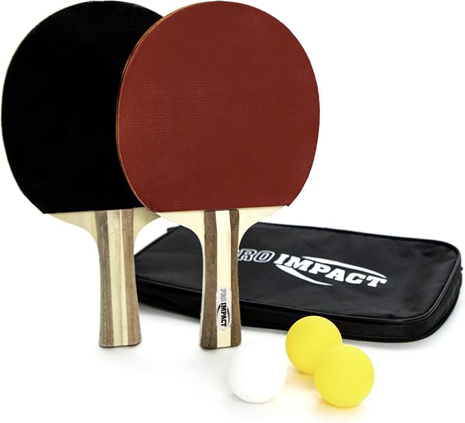 Ping Pong Set – 2 Professional Wooden Paddles, 3 Table Tennis Balls & Carry Case – Indoor/Outdoor Racket Kit for Beginner & Intermediate Players, Kids & Adults