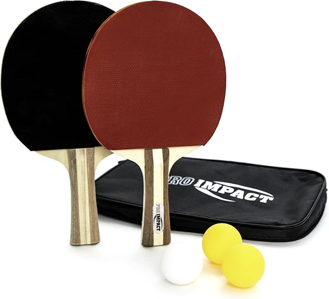 Ping Pong Set – 2 Professional Wooden Paddles, 3 Table Tennis Balls & Carry Case – Indoor/Outdoor Racket Kit for Beginner & Intermediate Players, Kids & Adults
