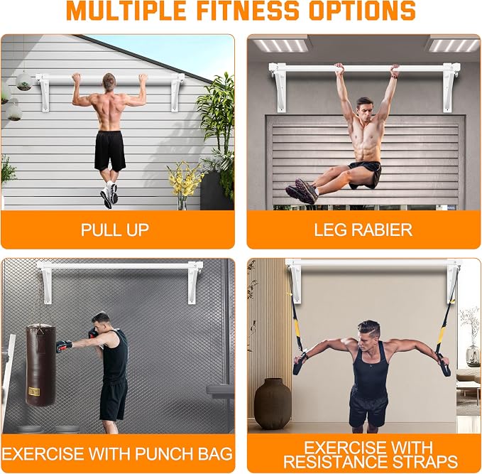 Pull Up Bar Wall Mounted, Heavy Duty 650 lbs Capacity Chin Up Bar, 48" Multi-Grip Strength Training Pull-up Bars, for Home Gym Garage/Backyard Total Body Workout, Ease Of Use Mounting