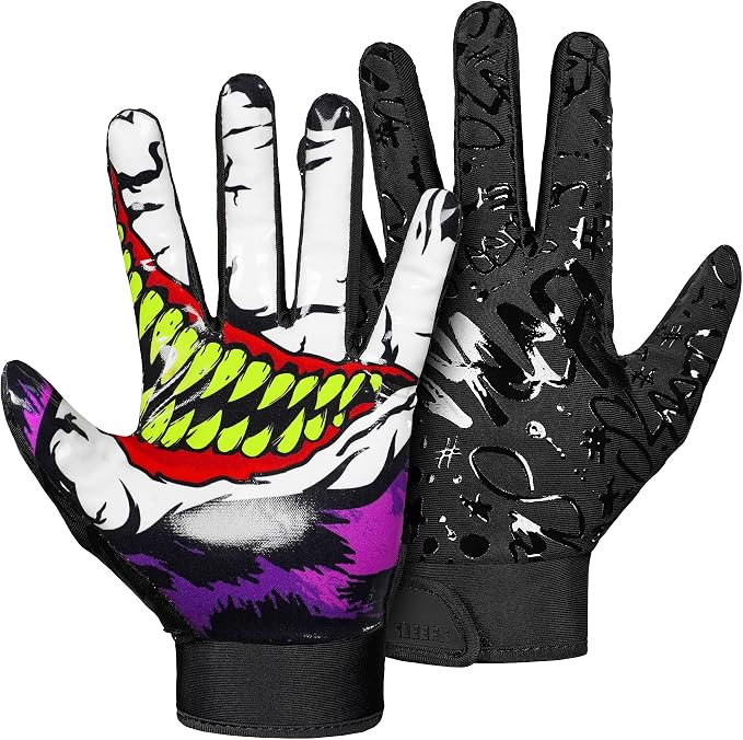 SLEEFS Football Receiver Gloves [1 Pair] - No Slip, Crazy Sticky Silicone Grip - Youth and Adult Sizes
