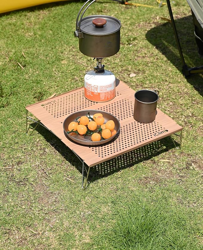 iClimb Mini Solo Folding Table Ultralight Compact for Backpacking Camping Hiking Beach Picnic (Silver - L)