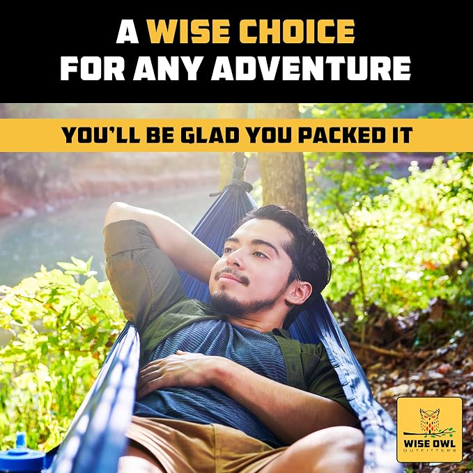 Wise Owl Outfitters Camping Hammock – up to 500lbs Portable Hammock with Tree Straps - Travel, Backpacking, Hiking, Outdoors Camping Gear - Single or Double
