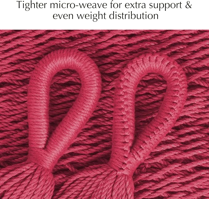 PNAEUT Handwoven Mayan Hammock, Thick Soft Rope Double Hammock for Outdoor Outside & Indoor, 600 lbs Capacity Heavy-Duty, Includes Tree Straps, Carabiners & Carrying Bag (Burgundy Fiesta Red, X-Large)
