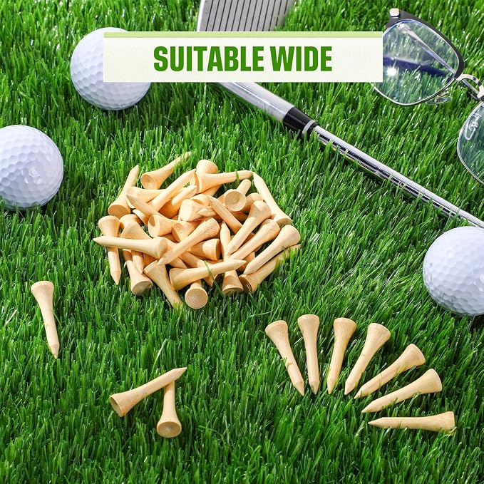 Mudder 2000 Pcs Bamboo Golf Tees Bulk Professional Golf Tees Reduce Friction Side Spin for Club Men Women Kids Accessories