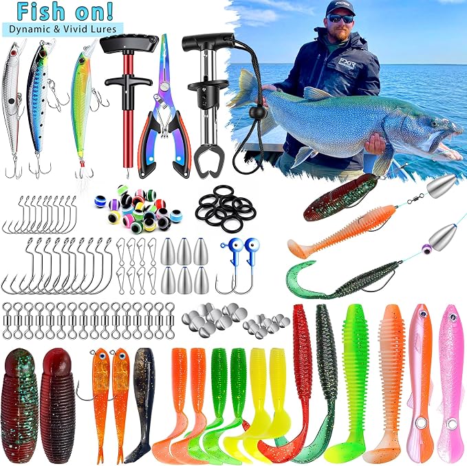 Fishing Backpack with Fishing Rod and Reel Combos Tackle Boxes,45L Waterproof Tackle Backpack with Rod Holder,Fishing Gifts for Men Women Freshwater Saltwater