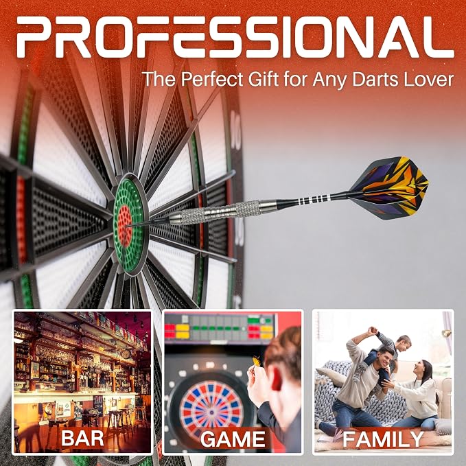 Soft Tip Darts Set with Gift Box Dart Case Professional Darts Plastic Tip with 100 Dart Tips 12 Shafts 24 Flights Tool Kit Flight Protectors for Electronic Dart Board
