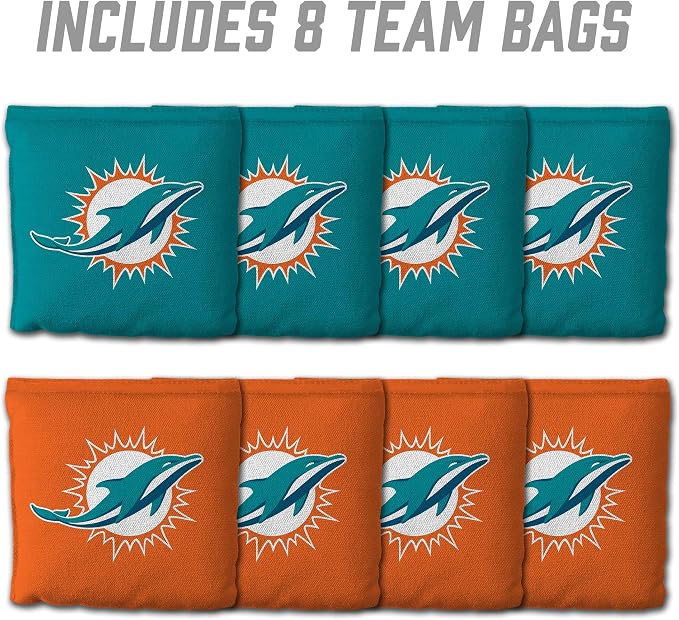 YouTheFan Officially-licensed NFL Set of 8 Cornhole Bags - All Weather Dual Sided Slide & Stop - regulation size