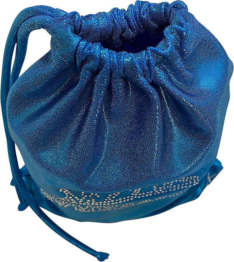 LIL'FOX 8"x10" Drawstring Gymnastics SMALL GRIP BAG 26x20cm - Lightweight Bag for Personal Equipment - Shiny Foil Rhinestones