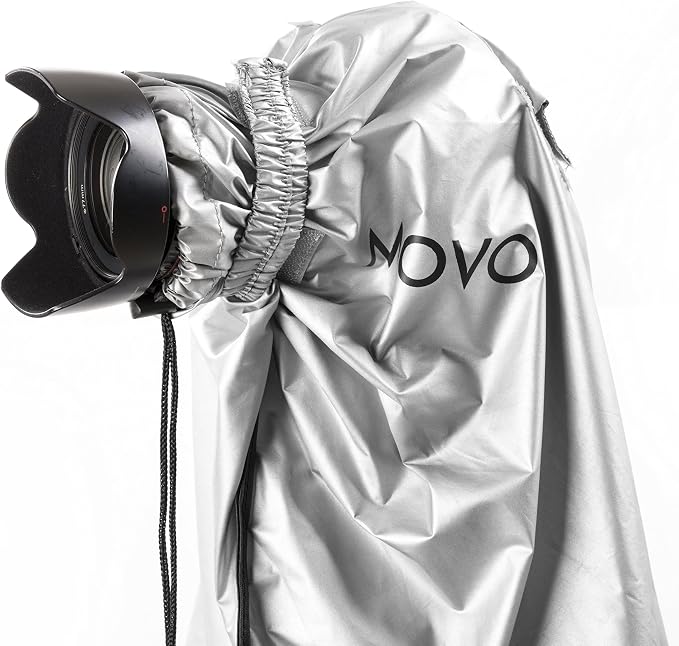 Movo CRC03 Extra-Long Camera Rain Coat Rain Cover for DSLR Cameras, Lens, and Tripod (Metallic Gray)