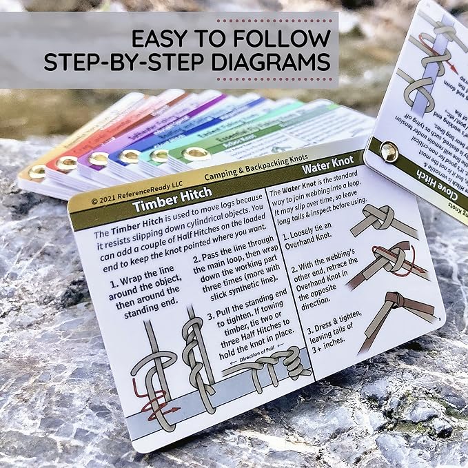 Complete Knot Card Bundle - 7 Pocket Guides Show How to Tie 76 Knots - Includes a Waterproof Booklet for Outdoors, Boating, Climbing, Horse, Easy Fishing, Fly Fishing, and Saltwater Angling