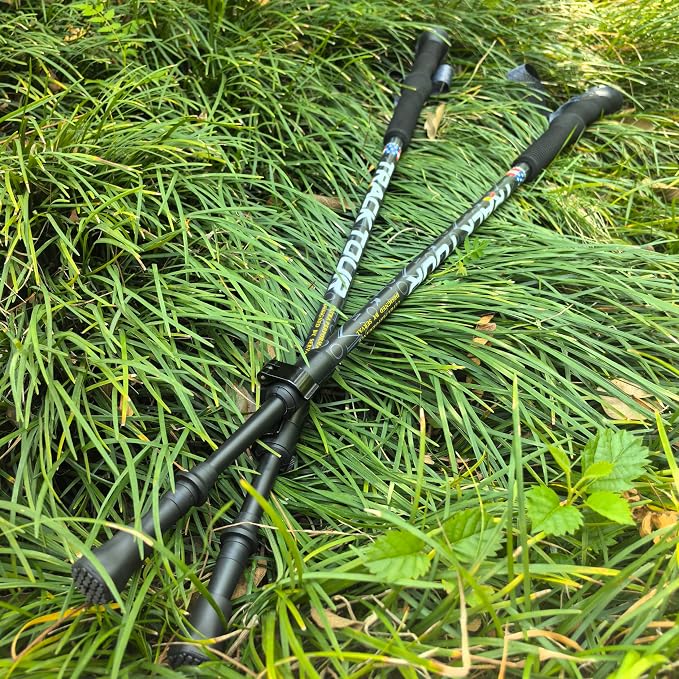 Carbon Fiber Trekking Poles Ultra Lightweight Hiking Poles Walking Sticks with Cork and EVA Foam Grips Quick Adjustable Flip Locks