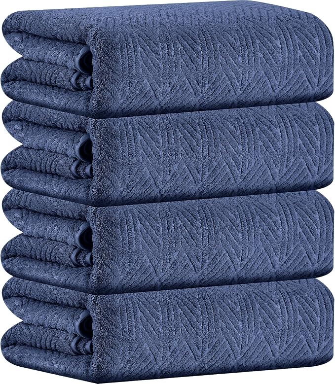 CHINO Bathroom Towel Set,35x70 Inch Bath Sheets Towels for Adults,Jumbo Bath Towels Extra Large Quick Dry Towel Soft Absorbent Oversized Towels Microfiber Shower Towels Hotel Spa (4 Pcs Navy Blue)