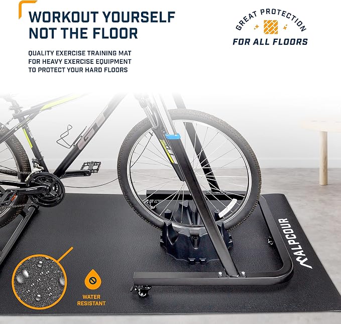 Alpcour Magnetic Bike Trainer Stand for Indoor Riding – with Multipurpose Bike Trainer Mat – 36”x78”