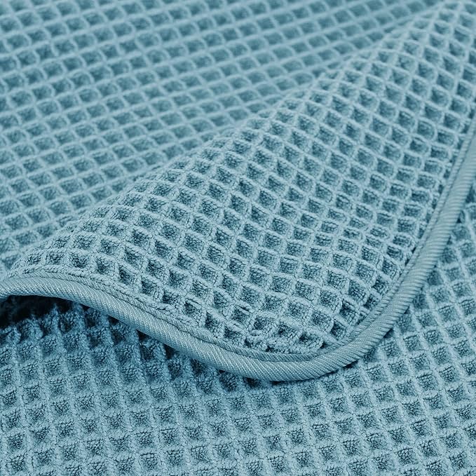 POLYTE 430 GSM Microfiber Quick Dry Lint Free Bath Sheet, 70 x 35 in, Set of 2 (Waffle Weave)