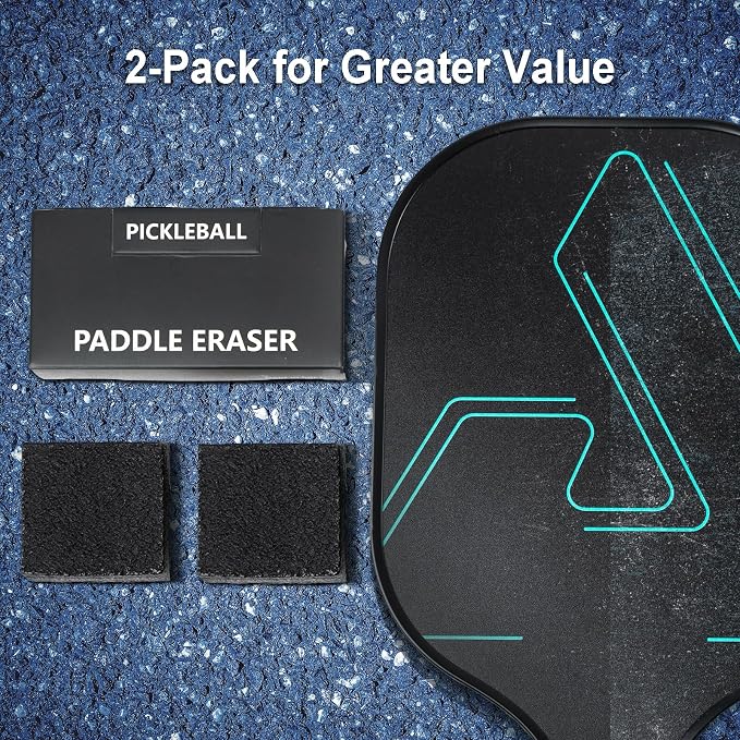 2PCS Pickleball Paddle Eraser - Best Carbon Fiber Pickle Ball Racket Cleaner, Quickly Removes Ball Residue, Dirt, Minor Scratches & Scuffs, Durable & Easy to Use