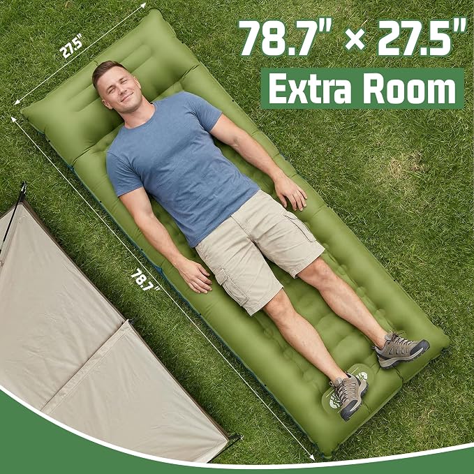 Sleeping Pad for Camping, 6.3 Inch Thick Air Mattress for Backpacking, Hiking, Outdoor Adventures, Car Camping & Tent Use