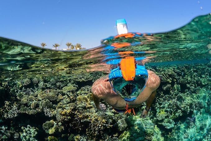OCEAN REEF - Aria QR + Quick Release Snorkeling Mask - Full Face Snorkeling Mask - 180 Degree Underwater Vision - 8 Colours and 4 Sizes