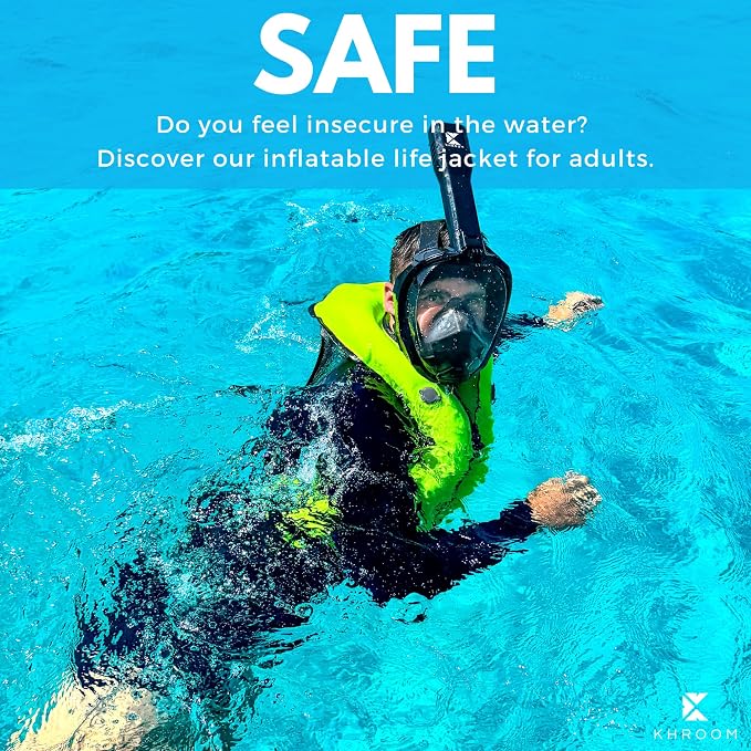 Khroom Full Face Snorkel Mask Adults | CO2-Safe Snorkeling Mask for Adults | 3X Larger Air Intake for Easy Breathing | Anti-Fog 180° View | Adult Snorkel Mask for Men & Women