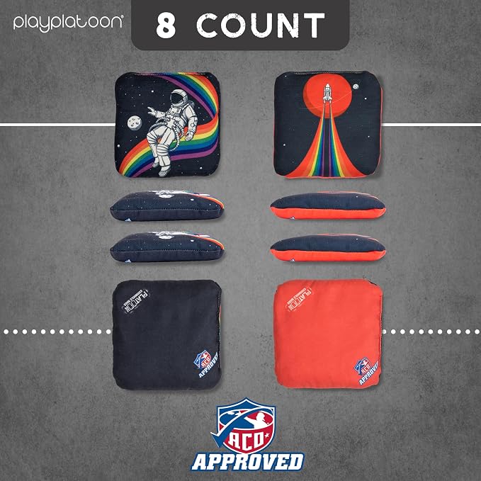 Play Platoon Cornhole Bags Set of 8 Regulation Professional Corn Hole Bean Bags ACO Approved, Competition Weight, Slick and Stick