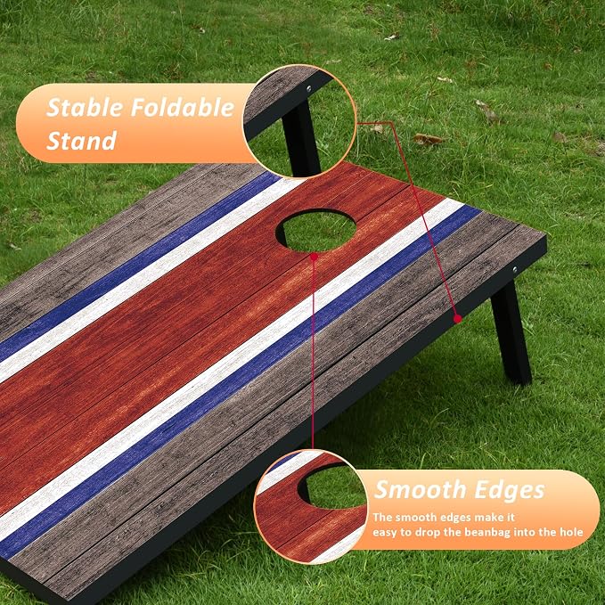 Cornhole Set, Regulation/Tailgate Size Cornhole Boards with 8 Bean Bags and Carrying Case, 4x2/3x2 Corn Hole Outdoor Game Toss Board for Adults Outside Activities