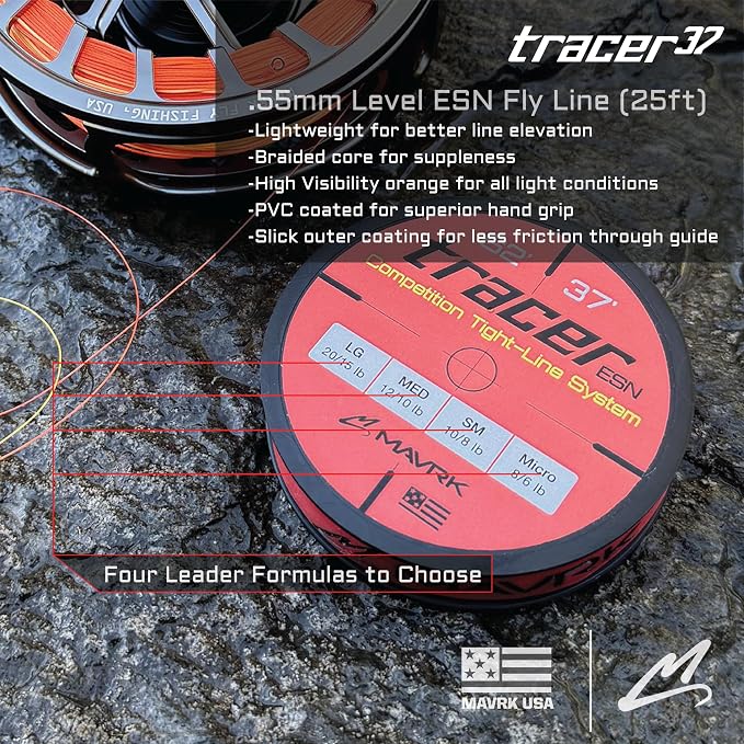 MAVRK USA Fly Fishing Line | Euro Nymph & Floating Lines | Level ESN Mono & Weight Forward Designs | High Visibility, Low Stretch, Freshwater Trout
