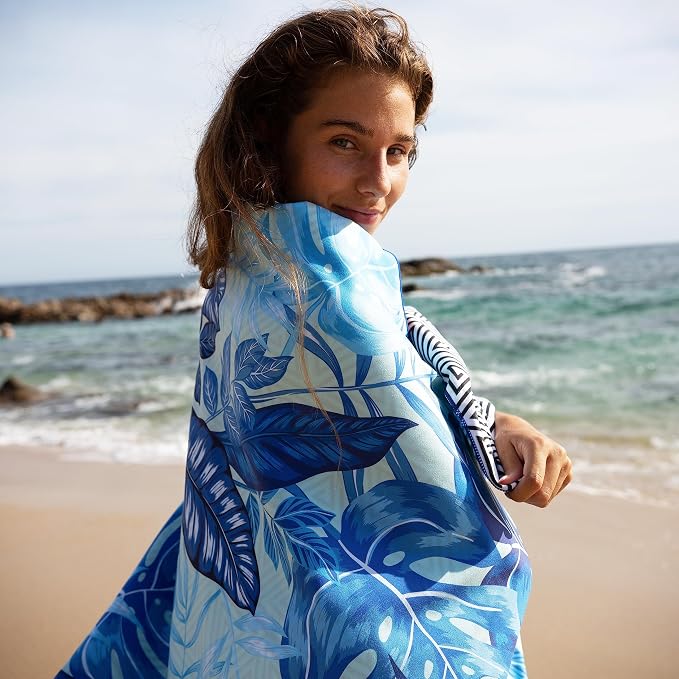 Elite Trend Quick Dry Towel Extra Large 78x35 Inch - Microfiber Beach Towel - Perfect for Beach, Travel, Swimming, Pool, Yoga, Hiking, Camping - Lightweight, Fast Drying, Compact for Adults (Palms)