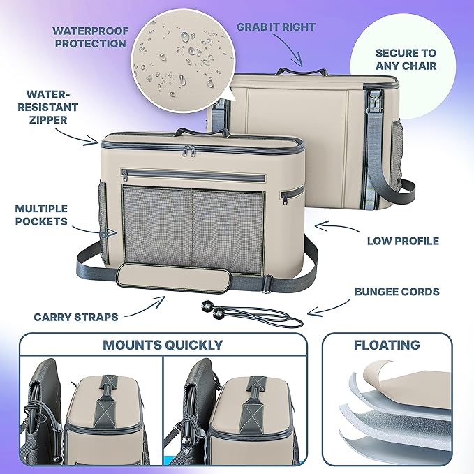 TidyFriend Kayak Cooler Behind Seat, Waterproof Cooler for Kayaking, Kayak Accessories Cooler Bag, Compatible with Lawn Chair Seat, Portable Ice Chest, Keeps Drinks Cold, Travel, Beach, Lunch