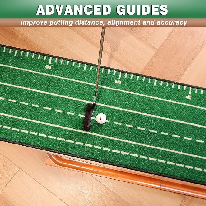 CHAMPKEY Premium Golf Putting Green Indoor with 3 Golf Putting Gates - Improves Putting Accuracy and Skill Levels Golf Putting Mat - Ideal for Indoor and Outdoor Training