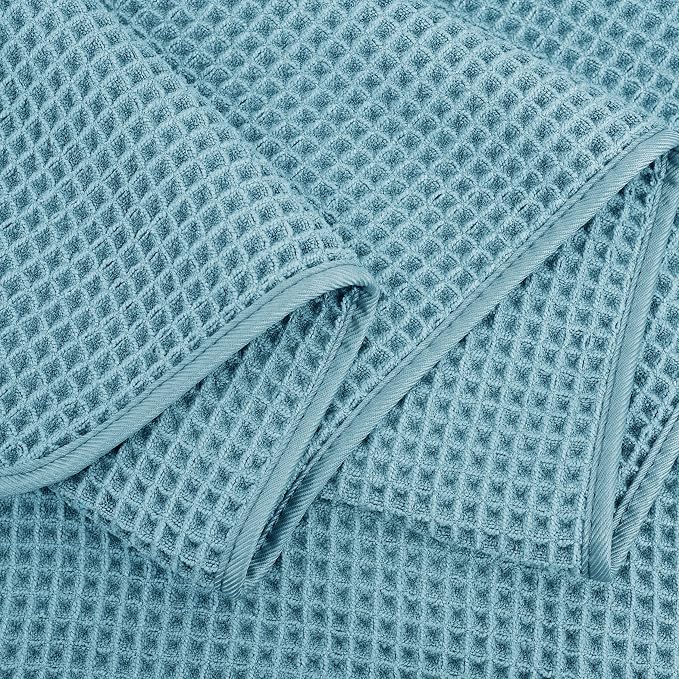 POLYTE 430 GSM Microfiber Quick Dry Lint Free Bath Sheet, 70 x 35 in, Set of 2 (Waffle Weave)