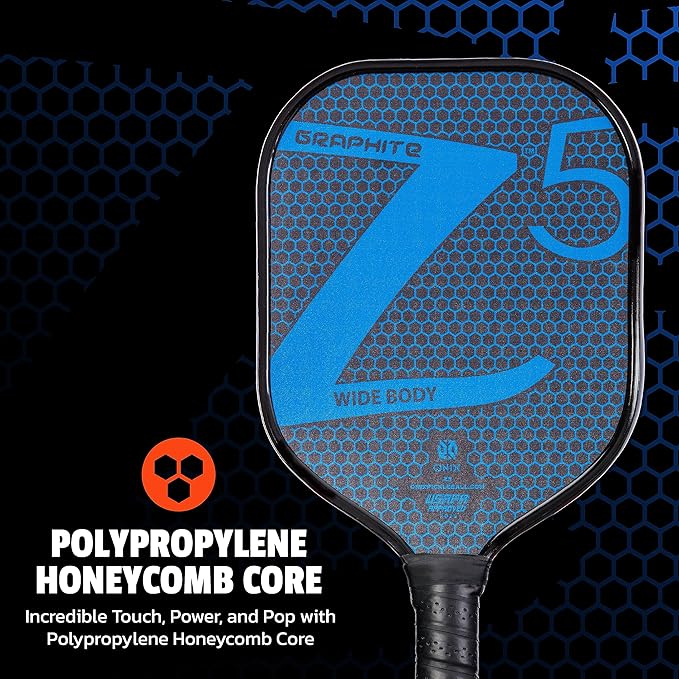 Onix Graphite MOD Z5 Carbon Fiber Pickleball Paddle with Wide-Body Shape. Honeycomb Core, Graphite Face & Cushion Comfort Pickleball Paddle Grip