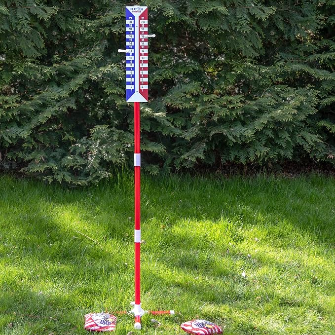 Play Platoon Cornhole Scoreboard Vertical Score Keeper Board & Accessories 4 Magnets, 4 Clothes Pin, PVC Tower Stand & Carry Bag Holder for Professional Corn Hole Bag Tournament